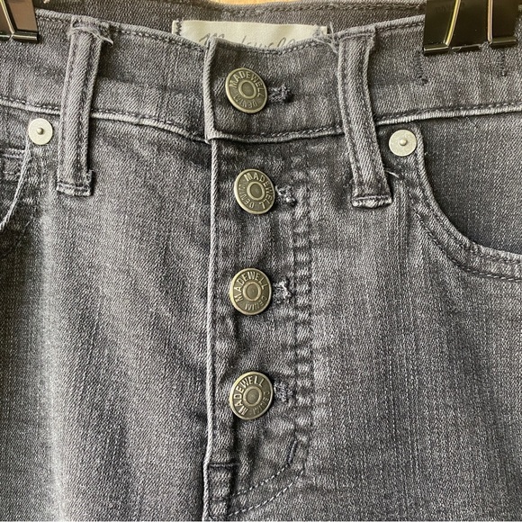 Madewell 9” High Riser Skinny  Exposed Button Fly Black Raw Hem Stretch Jean - Picture 14 of 16